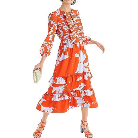 J.Crew Dresses & Skirts - J. Crew Toro Tiered Ruffle Midi Dress Size 4
